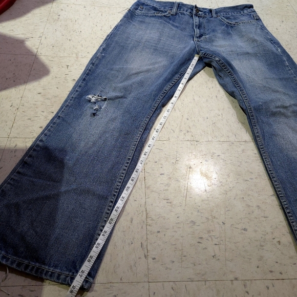 Flypaper | Men's Blue Distressed Boot Cut Jeans 34x30 - Picture 9 of 9